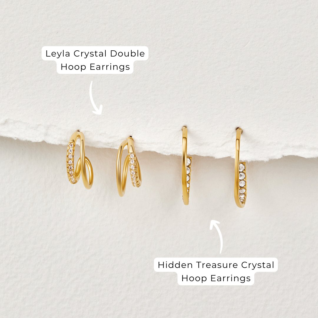 Leyla Crystal Double Hoop - Eleganckie Kolczyki