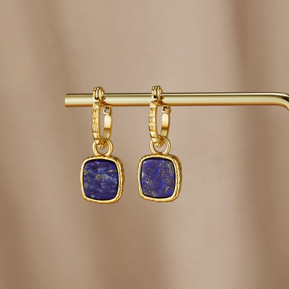 Astoria Blue Stone - Wodoodporne Kolczyki w kształcie obręczy
