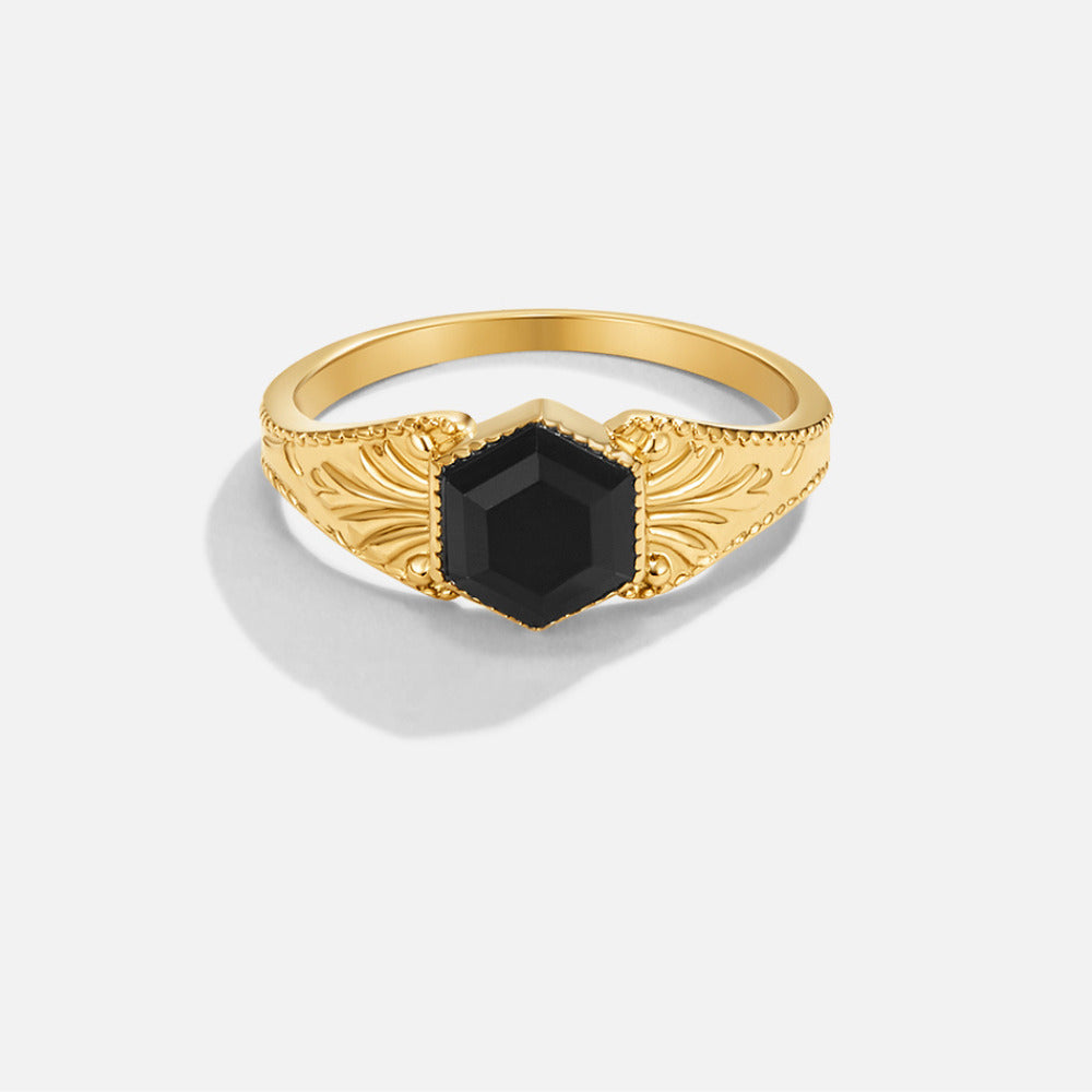 Pierścionek Phoenix Black Onyx - Wodoodporny Pierścionek
