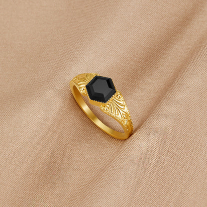 Pierścionek Phoenix Black Onyx - Wodoodporny Pierścionek