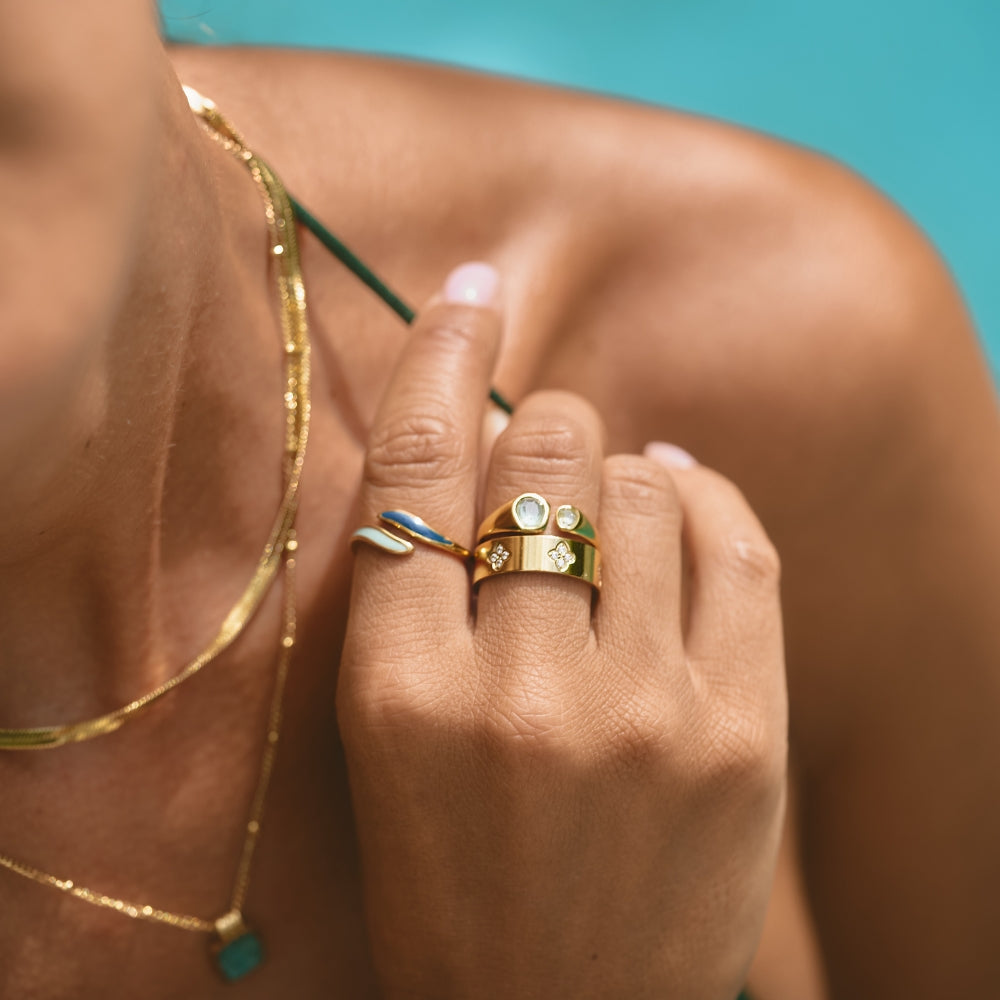 Vintage Aquamarine Wrap Ring - Wodoodporny Pierścionek