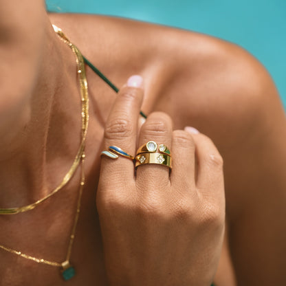 Vintage Aquamarine Wrap Ring - Wodoodporny Pierścionek