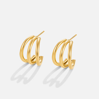 Kolczyki Anaya Triple Gold Hoop - Wodoodporne Kolczyki