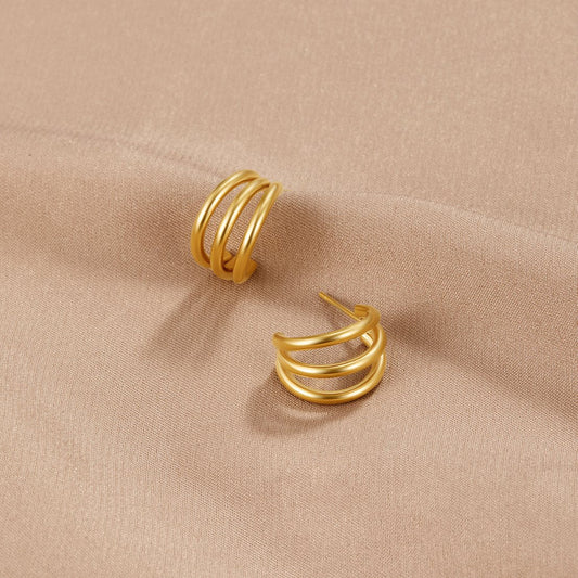 Kolczyki Anaya Triple Gold Hoop - Wodoodporne Kolczyki