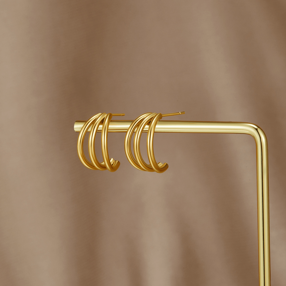 Kolczyki Anaya Triple Gold Hoop - Wodoodporne Kolczyki