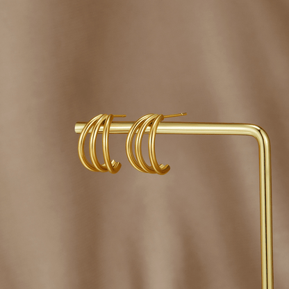 Kolczyki Anaya Triple Gold Hoop - Wodoodporne Kolczyki