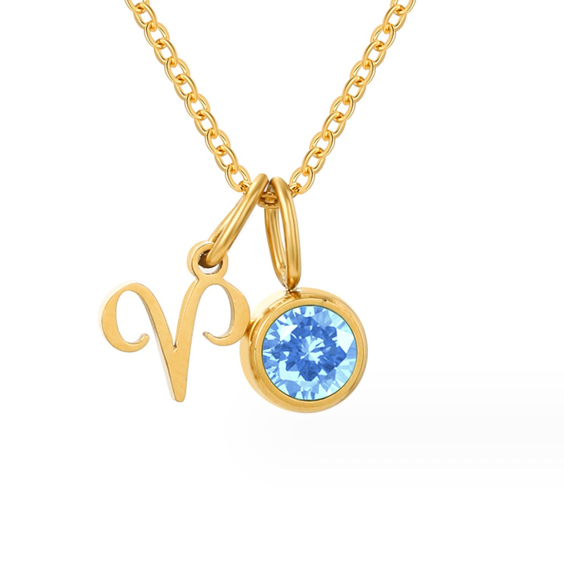 Naszyjnik z Kamieniem Urodzinowym Astria Zodiak - Wodoodporny Naszyjnik
