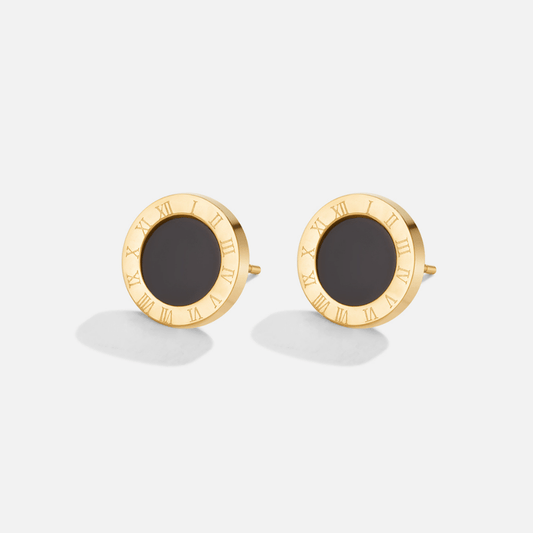 Kolczyki w kształcie guzika Azalea Black - Wodoodporne Kolczyki