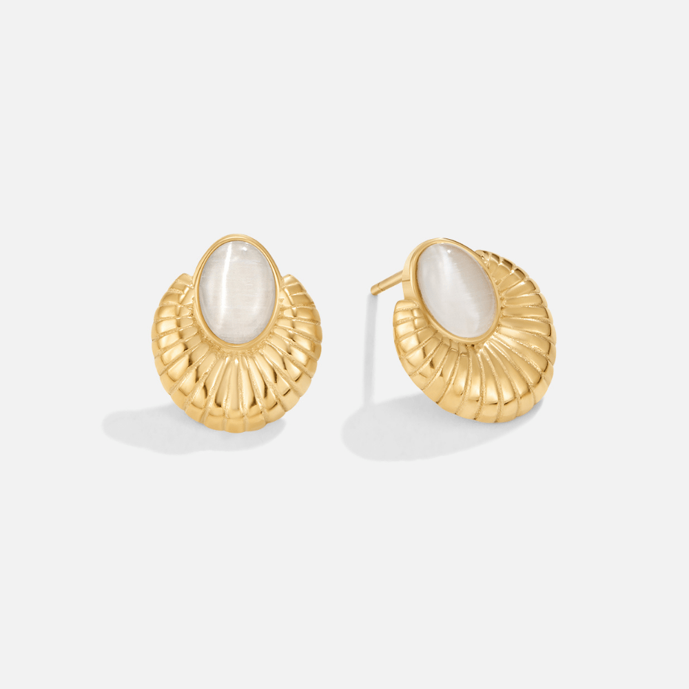 Kolczyki Bohemia Gold Cat Eye - Wodoodporne Kolczyki
