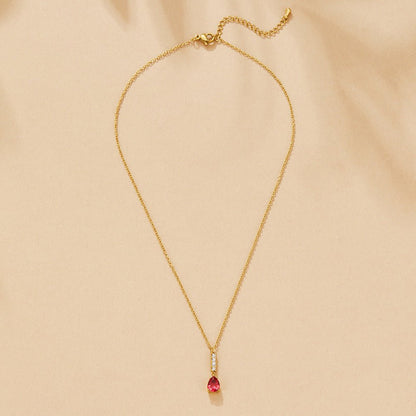 Naszyjnik Kryształowy Ruby w Kształcie Łzy - Wodoodporny Naszyjnik