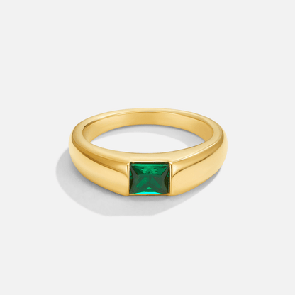 Pierścionek Ember Gold & Emerald - Wodoodporny Pierścionek