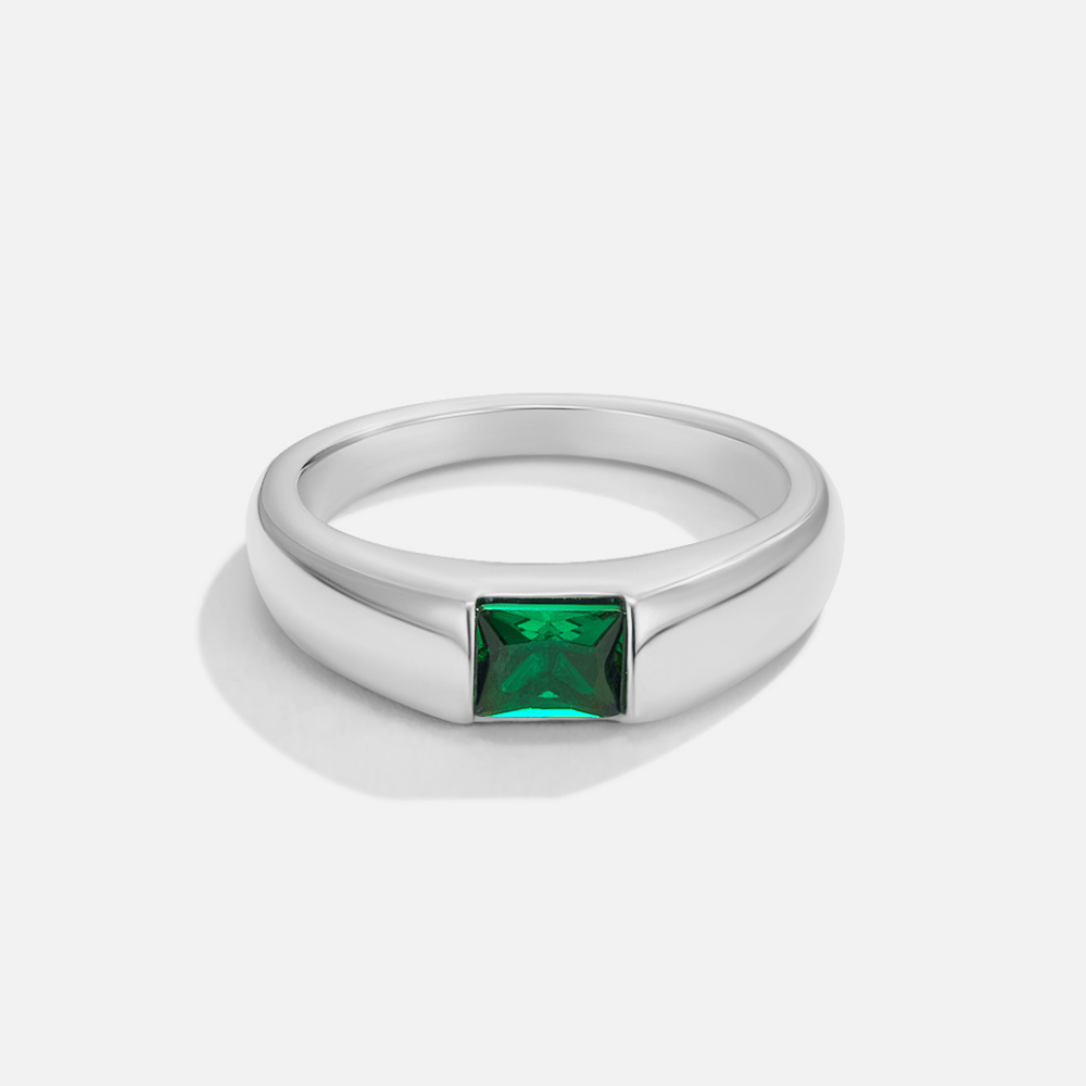 Pierścionek Ember Silver & Emerald - Wodoodporny Pierścionek