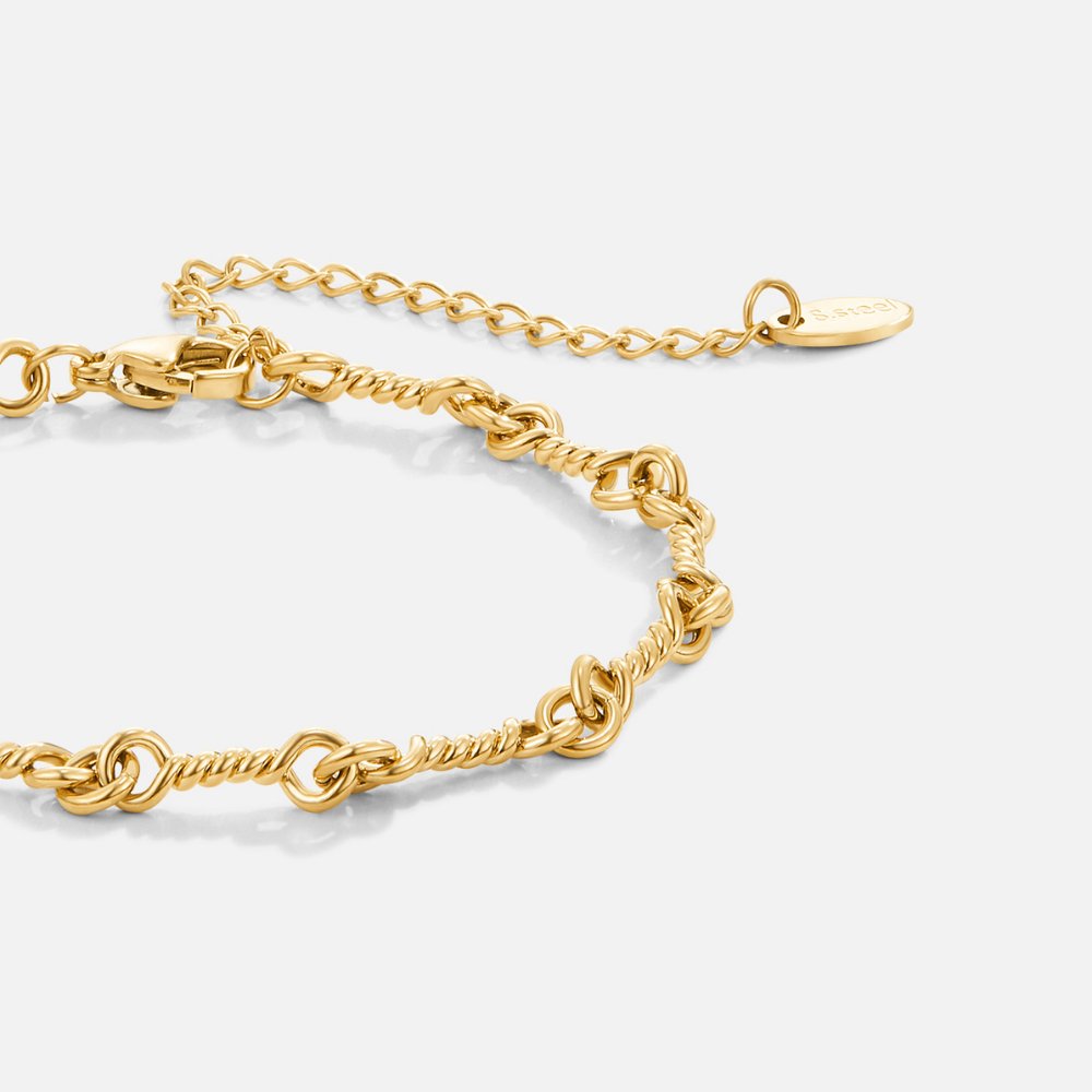 Bransoletka Figaro Gold Knot Chain - Wodoodporna Bransoletka