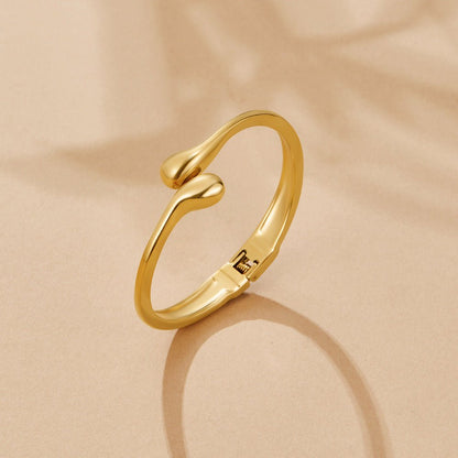 Złoty Bangle w Kształcie Łzy - Wodoodporny Bangle