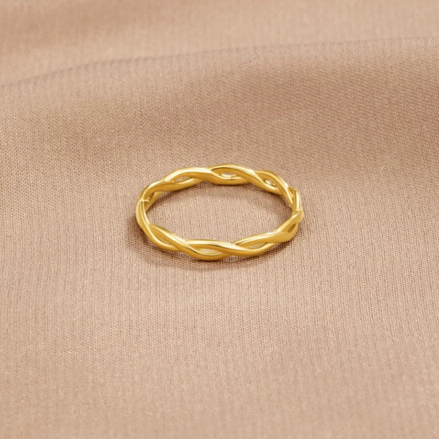 Infinity 18K Złoty Pierścień Skręcony - Wodoodporny