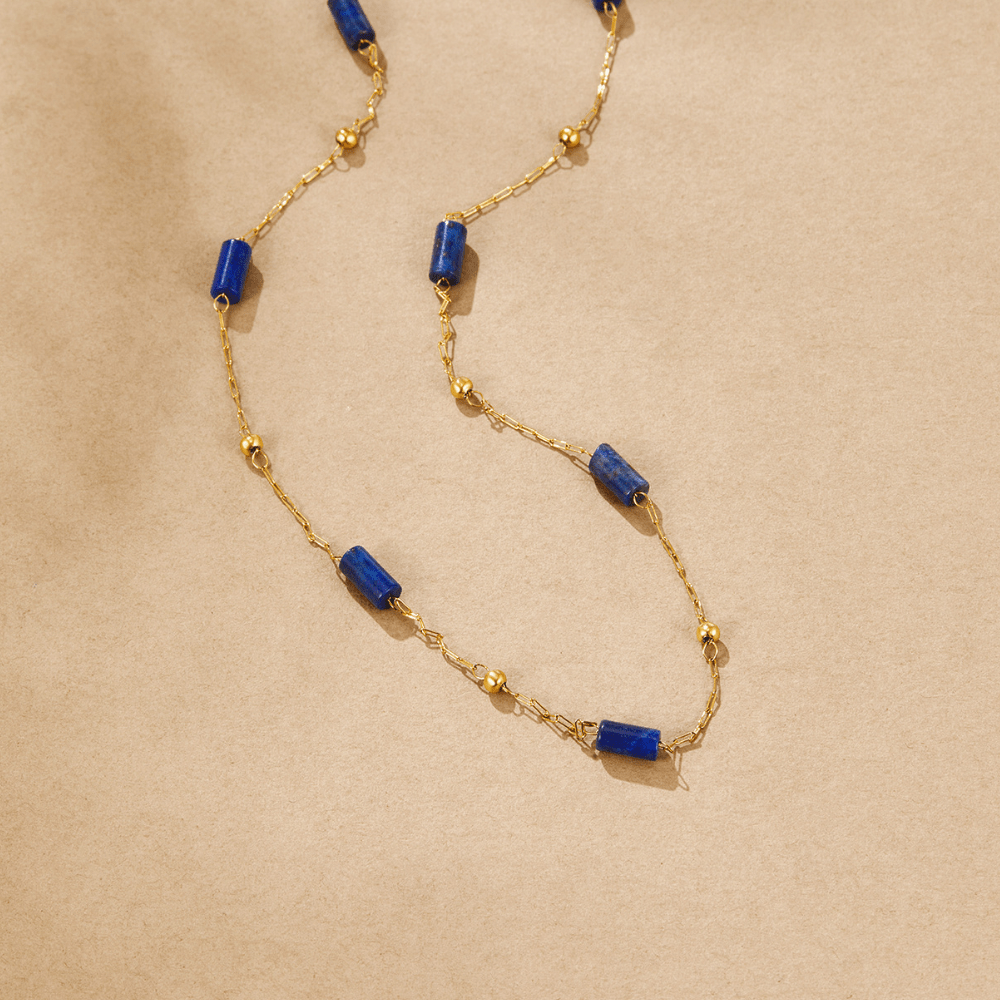 Naszyjnik z koralików lapis lazuli - wodoodporny biżuteria