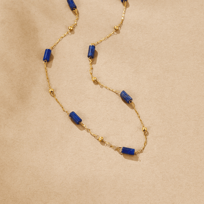 Naszyjnik z koralików lapis lazuli - wodoodporny biżuteria