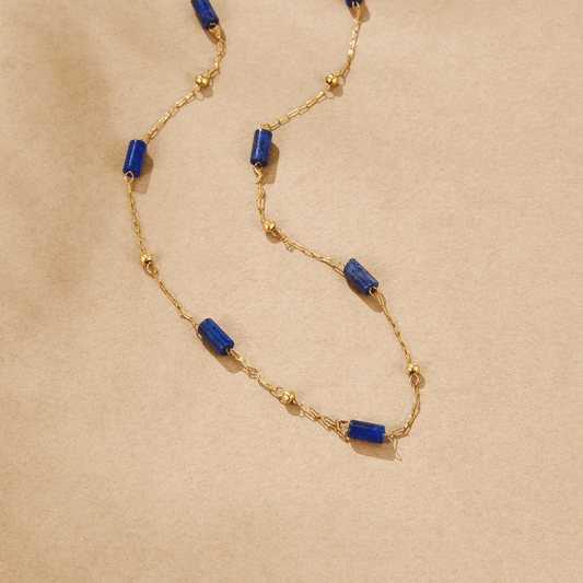 Naszyjnik z koralików lapis lazuli - wodoodporny biżuteria