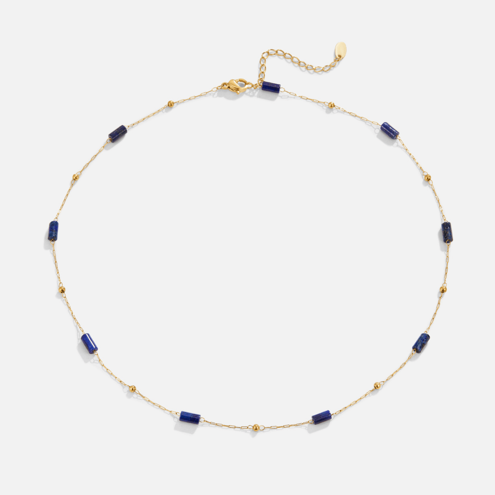 Naszyjnik z koralików lapis lazuli - wodoodporny biżuteria