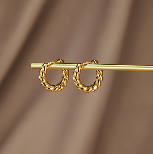 Kolczyki Layla Gold Twist - Wodoodporne Kolczyki