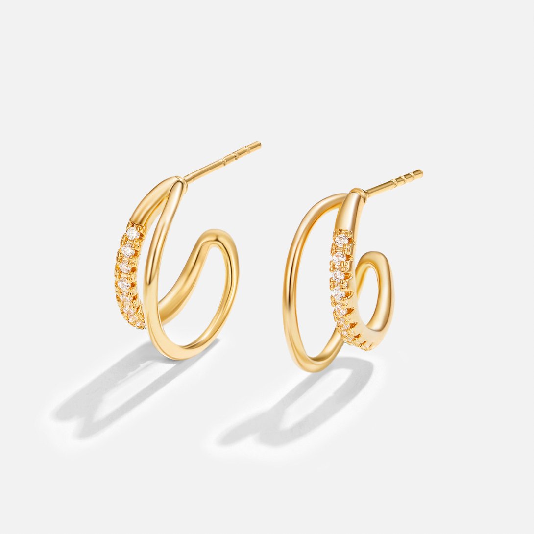 Leyla Crystal Double Hoop - Eleganckie Kolczyki