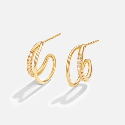 Leyla Crystal Double Hoop - Eleganckie Kolczyki