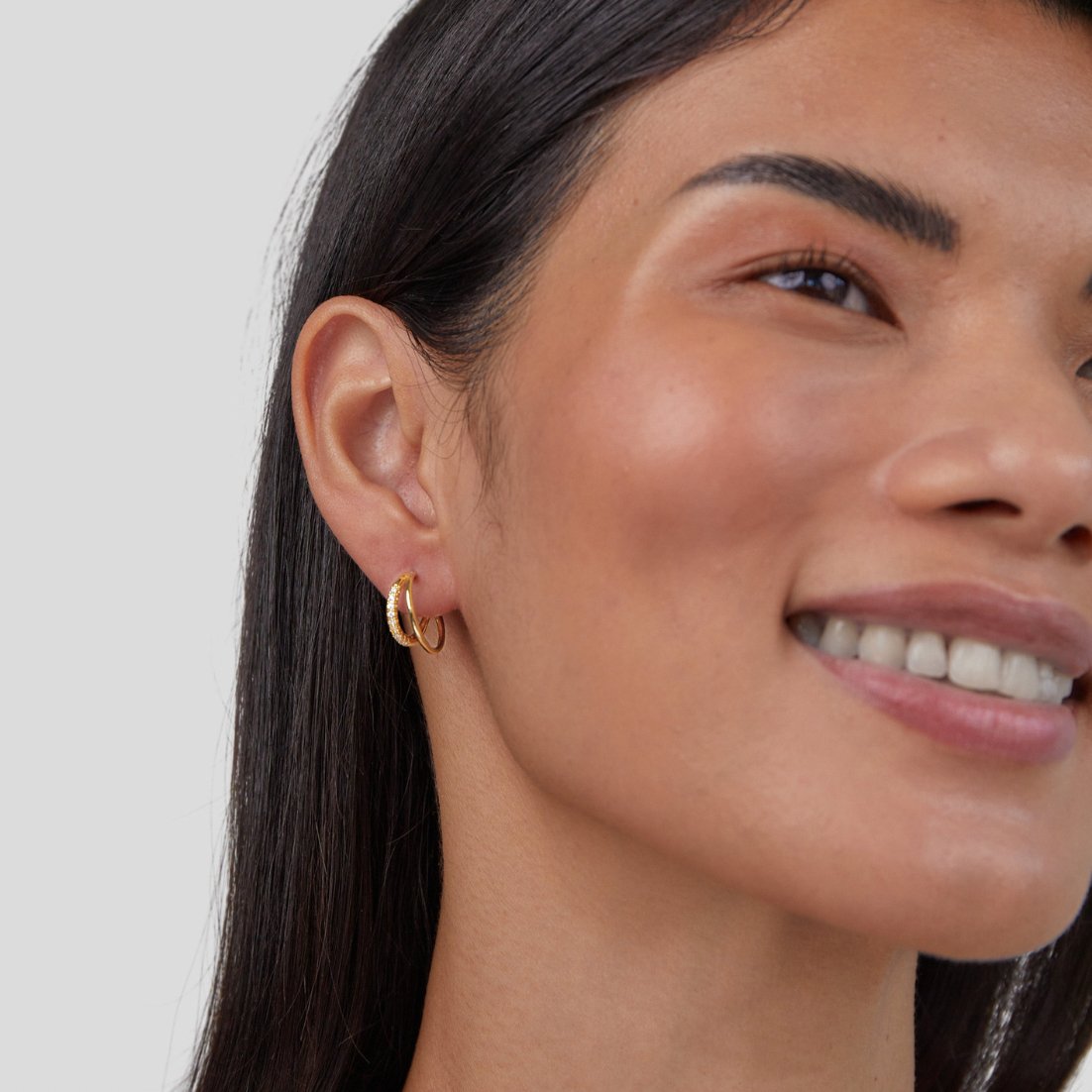 Leyla Crystal Double Hoop - Eleganckie Kolczyki