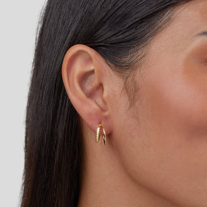 Leyla Crystal Double Hoop - Eleganckie Kolczyki