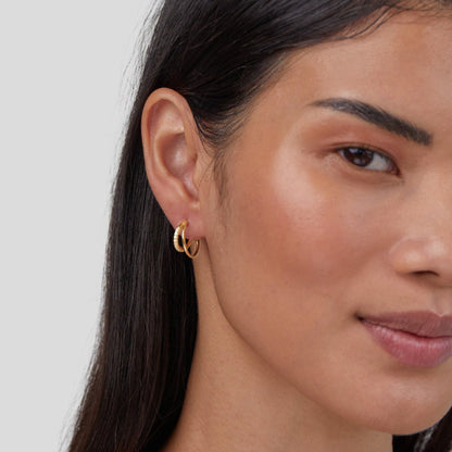 Leyla Crystal Double Hoop - Eleganckie Kolczyki