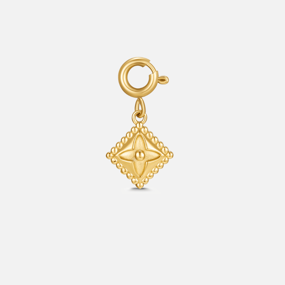 Szczęśliwy Złoty Liść Koniczyny Charm - Wodoodporny Charm