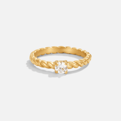 Pierścionek Milan Twisted Gold Crystal - Wodoodporny Pierścionek