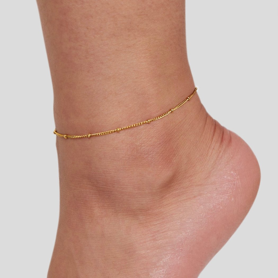 Mira Beaded Gold Anklet - Wodoodporna Bransoletka na Kostkę
