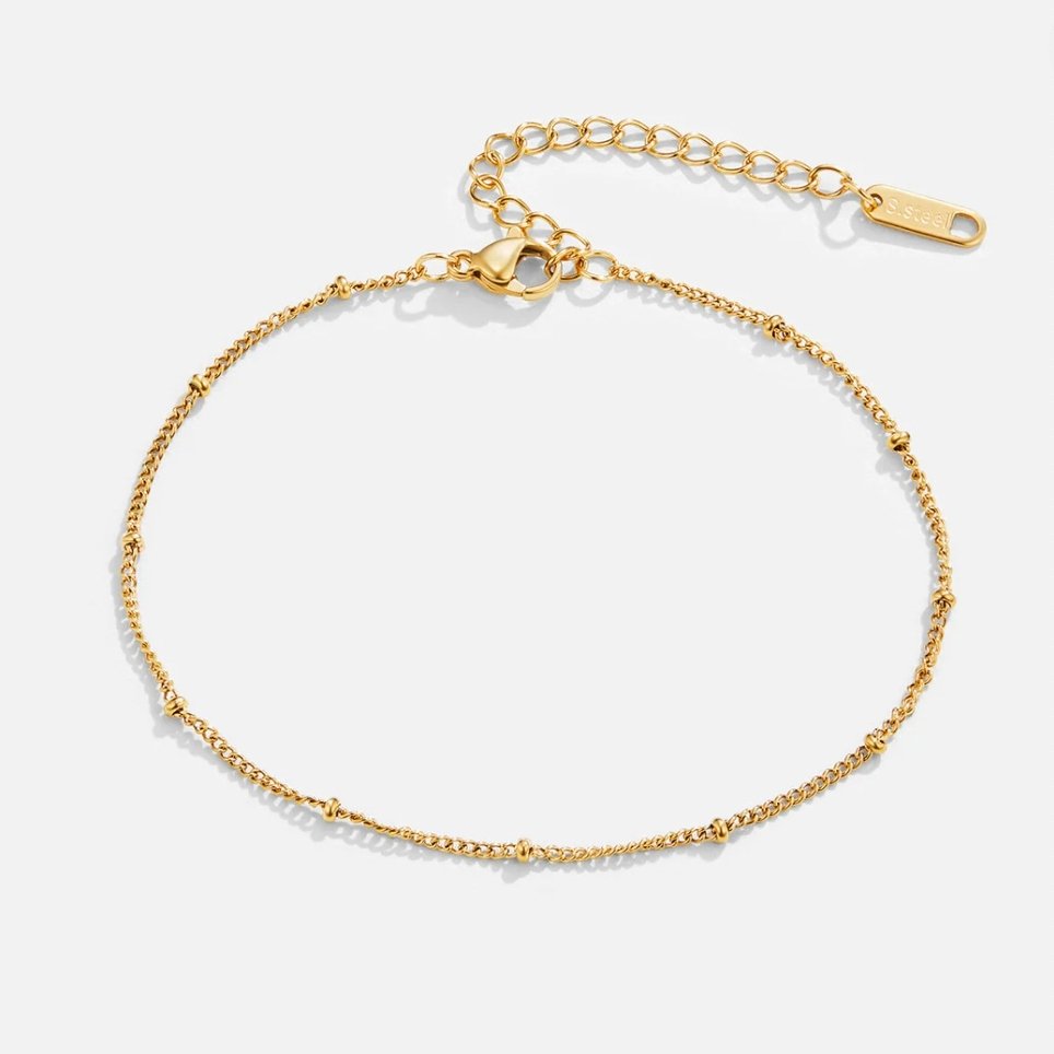Mira Beaded Gold Anklet - Wodoodporna Bransoletka na Kostkę