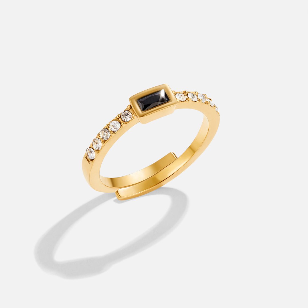Pierścionek z Kryształem Onyx Black - Wodoodporny Pierścionek