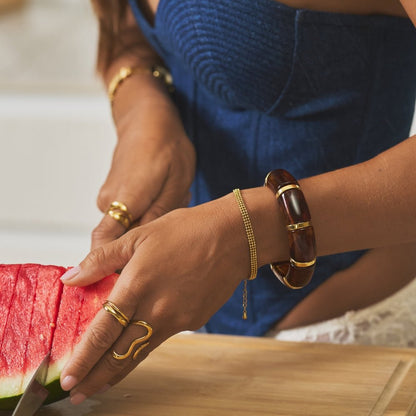 Bransoletka Sabina Złoto Brązowa Marmurkowa - Wodoodporna Bransoletka