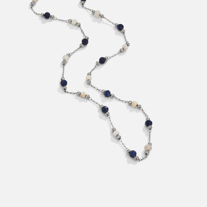 Srebrny naszyjnik z kamieni Midnight Beaded - wodoodporny naszyjnik