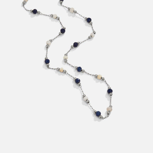 Srebrny naszyjnik z kamieni Midnight Beaded - wodoodporny naszyjnik