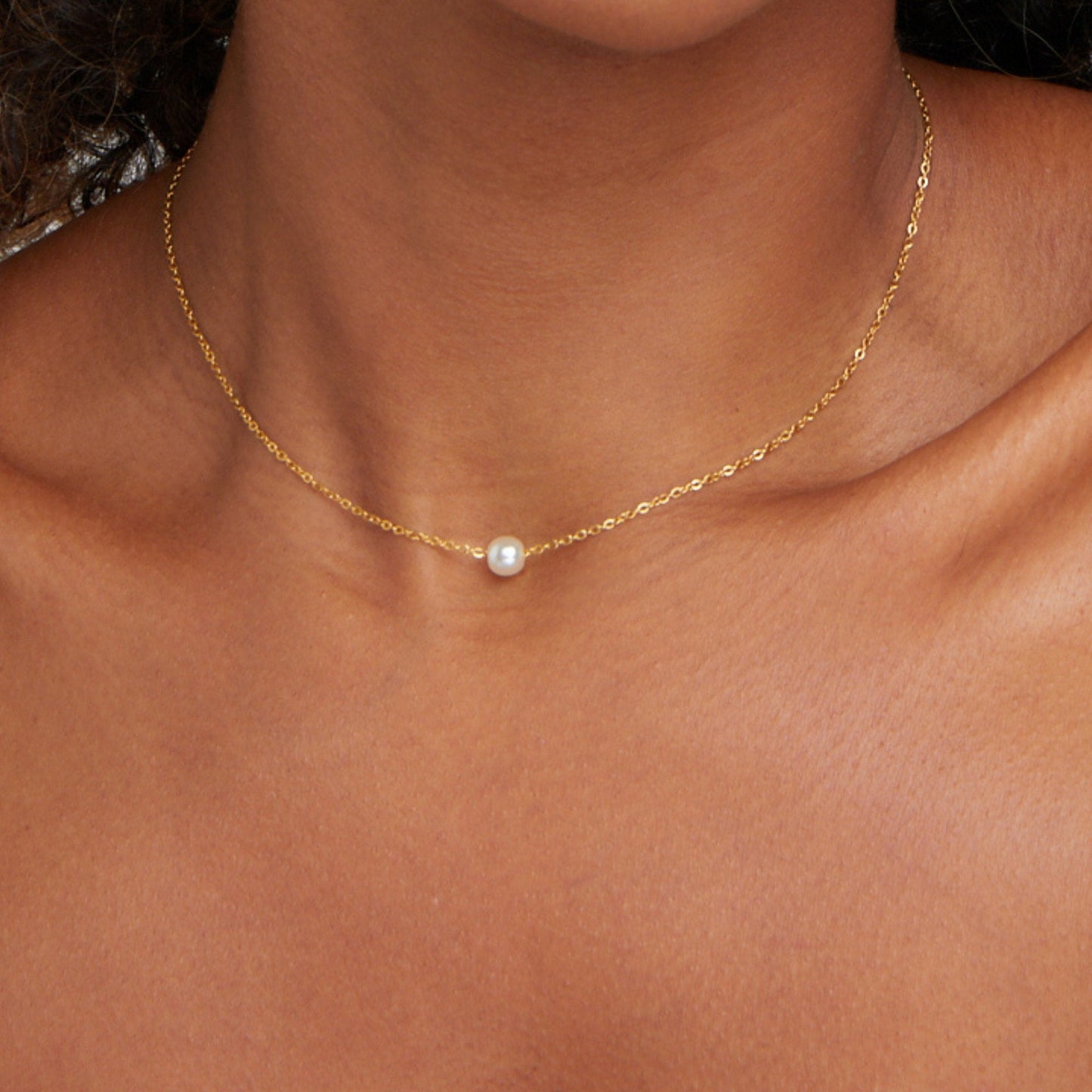 Naszyjnik Solitaire Gold Pearl - Wodoodporny Naszyjnik