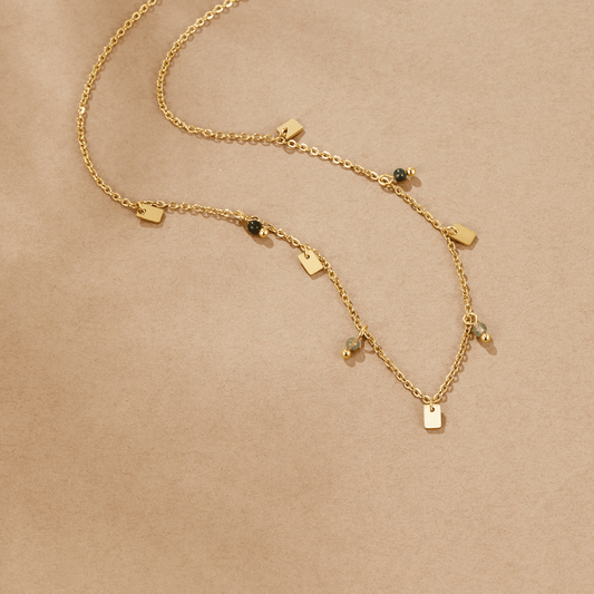 Naszyjnik Tara Gold Square Droplet - Wodoodporny Naszyjnik