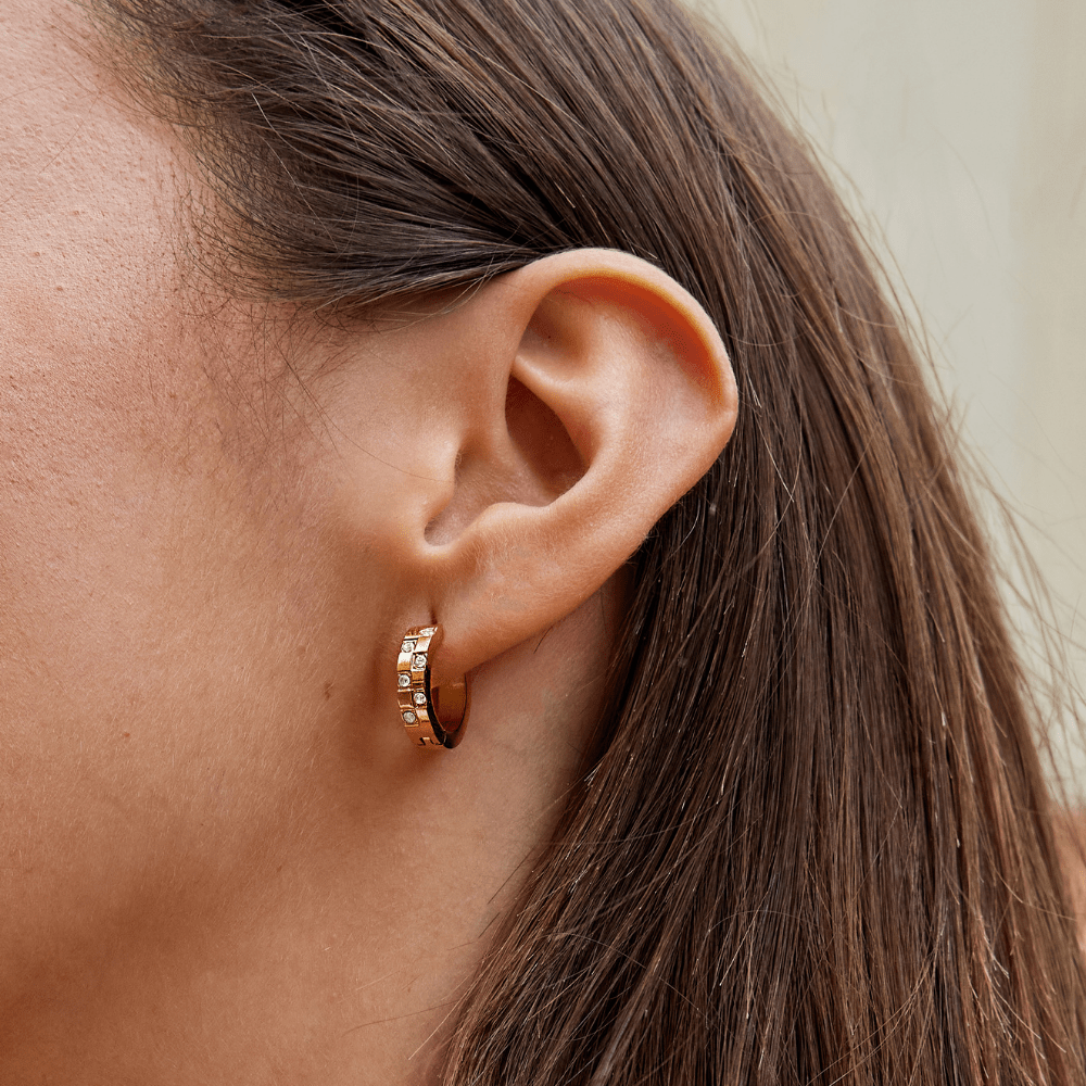 Kolczyki Tasha Crystal & Gold Hoop - Wodoodporne Kolczyki