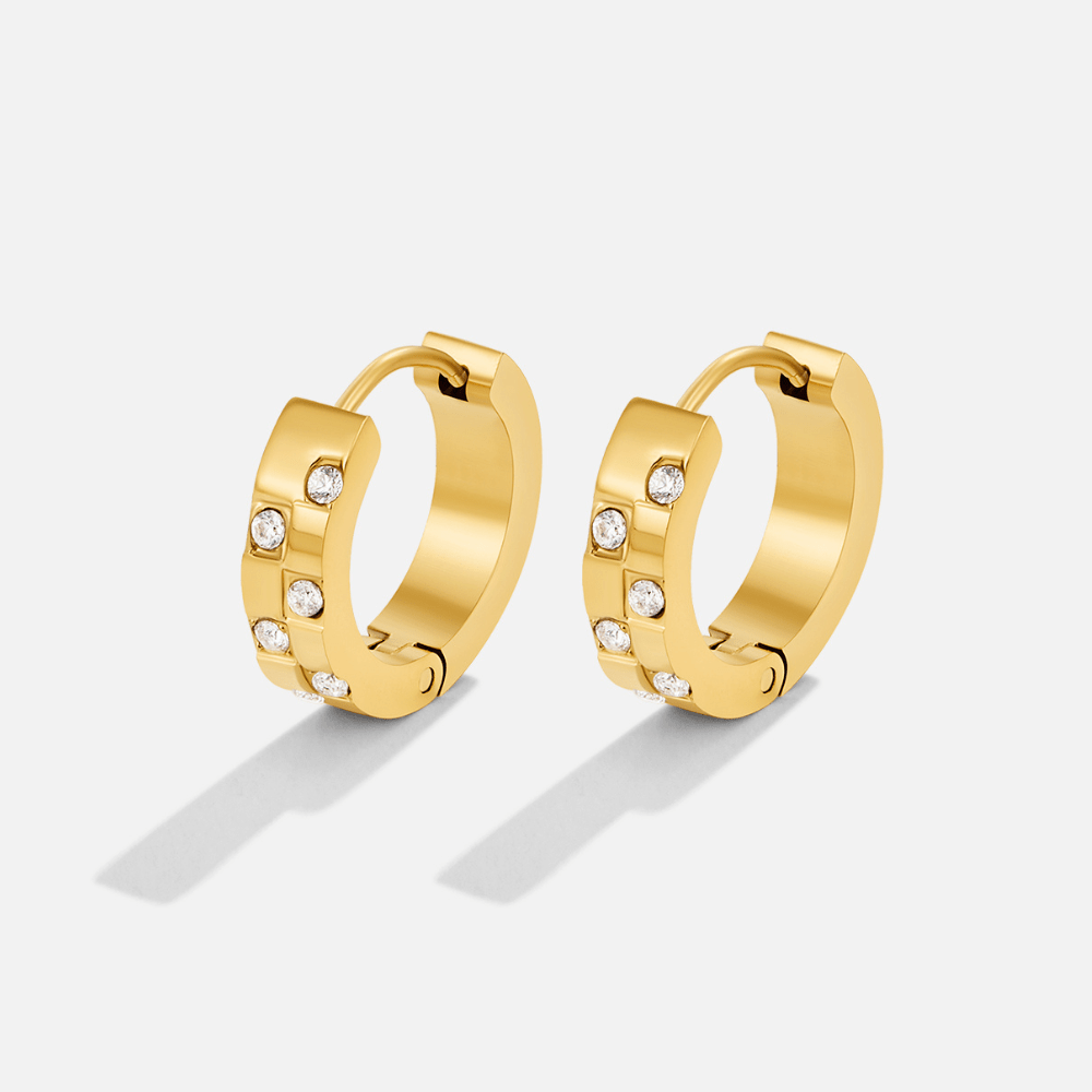 Kolczyki Tasha Crystal & Gold Hoop - Wodoodporne Kolczyki