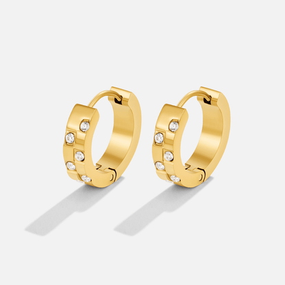 Kolczyki Tasha Crystal & Gold Hoop - Wodoodporne Kolczyki