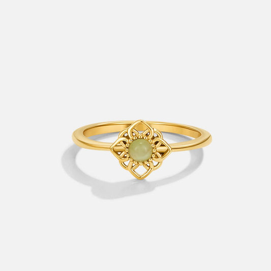 Vintage Lotus Flower Opal Ring - Wodoodporny Pierścionek